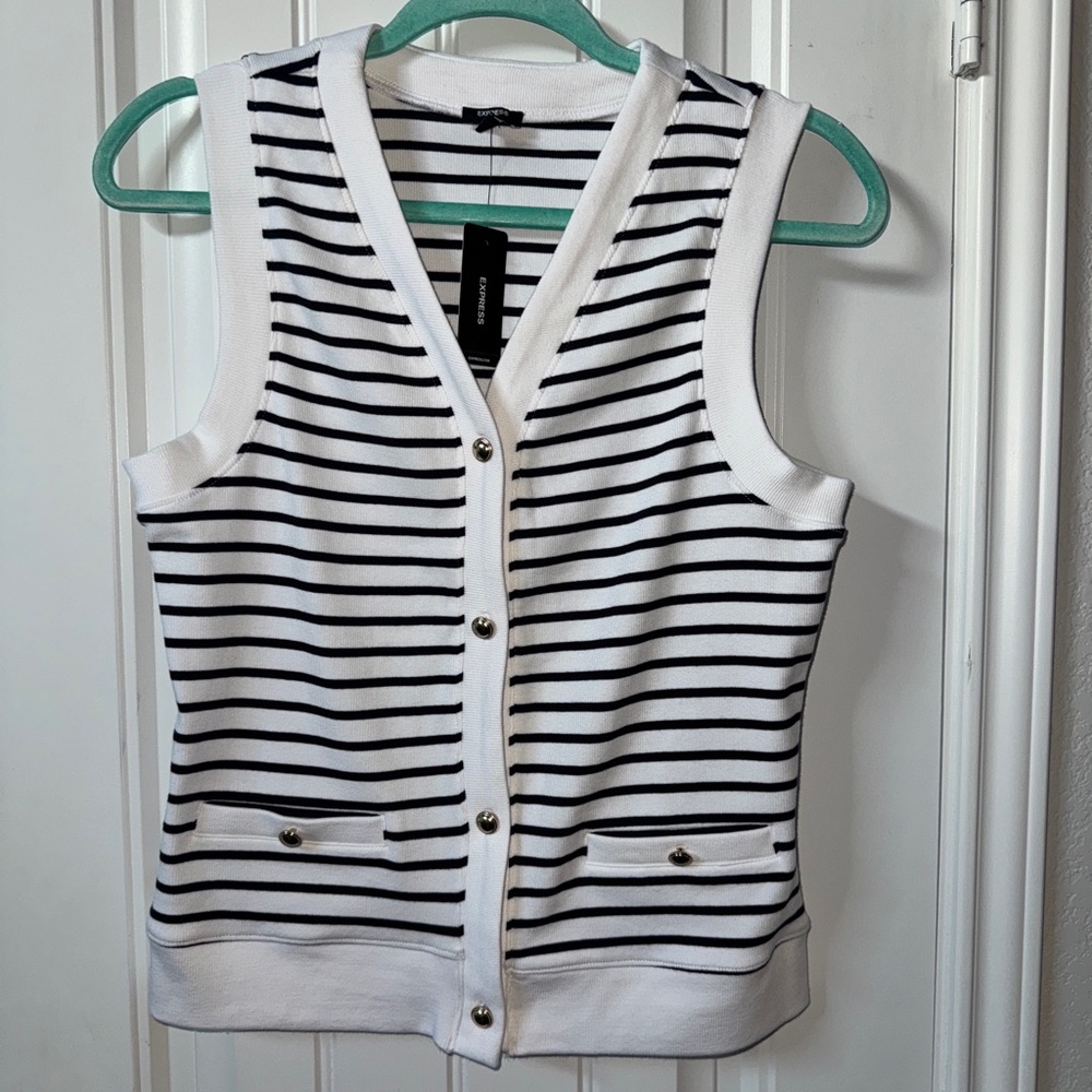 Express Black and White Striped Tank Top